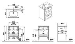 Vitra Root Classic 68904 Lavabo Dolabı, Üç Çekmeceli, 60 Cm, Mat Beyaz, Yuvarlak Lavabolu