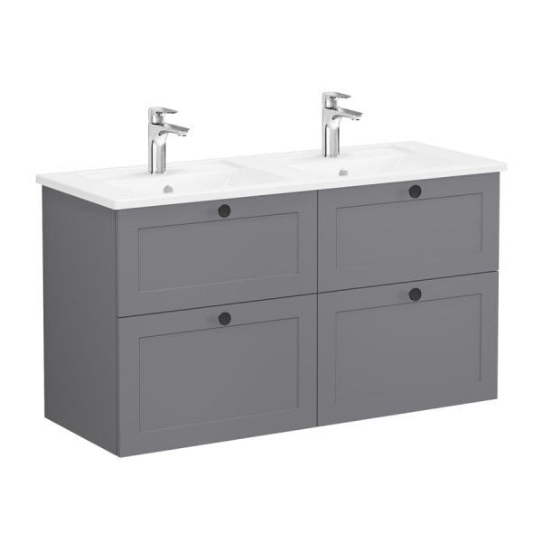 Vitra Root Classic 68941 Lavabo Dolabı, Dört Çekmeceli, 120 Cm, Mat Gri, Köşeli Lavabolu