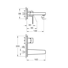 Artema Q-Line A42250 Ankastre Lavabo Bataryası, Sıva Üstü, Krom