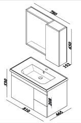 Lineart Linea 80 cm Banyo Dolabı +Dolaplı Ayna