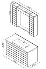 Lineart Strip 100 cm Banyo Dolabı + Dolaplı Ayna