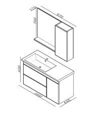 Lineart Duru 100 cm Banyo Dolabı Beyaz + Dolaplı Ayna