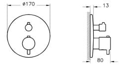 VitrA A4267134 Origin Ankastre Termostatik Banyo Bataryası Fırçalı Nikel