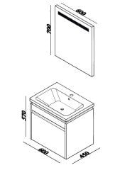 Lineart Delta 61 cm Banyo Dolabı + Led Ayna