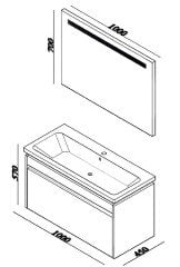 Lineart Delta 101 cm Banyo Dolabı + Led Ayna