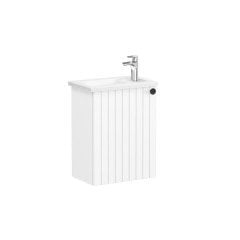 Vitra Root Groove 69177 Lavabo Dolabı, Kapaklı, 45 Cm, Kompakt, Mat Beyaz, Köşeli Lavabolu, Sol