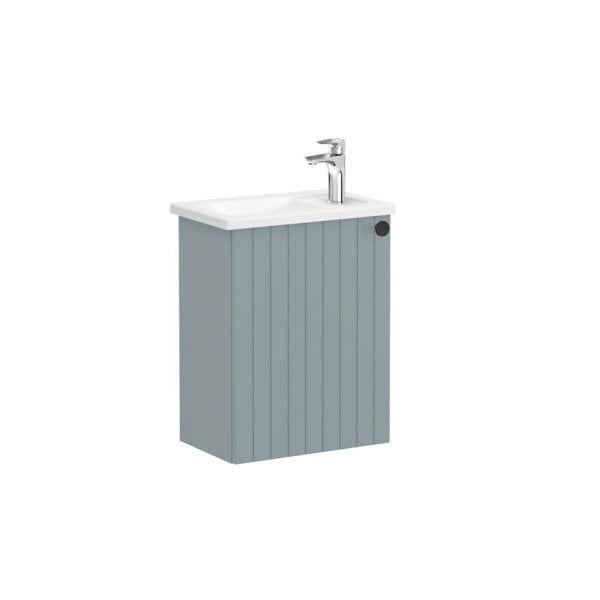 Vitra Root Groove 69180 Lavabo Dolabı, Kapaklı, 45 Cm, Kompakt, Mat Fiyord Yeşili, Köşeli Lavabolu, Sol