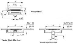 Vitra 59980555000 Eco Flow 60cm Duş Kanalı Yandan Çıkışlı Bakır