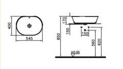 VitrA 7427B003-0016 GeoTezgah Üstü Çanak Lavabo 55 cm Parlak Beyaz