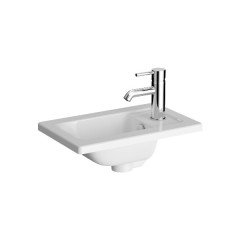 Vitra Root Groove 69186 Lavabo Dolabı, Kapaklı, 45 Cm, Kompakt, Mat Gri, Köşeli Lavabolu, Sağ