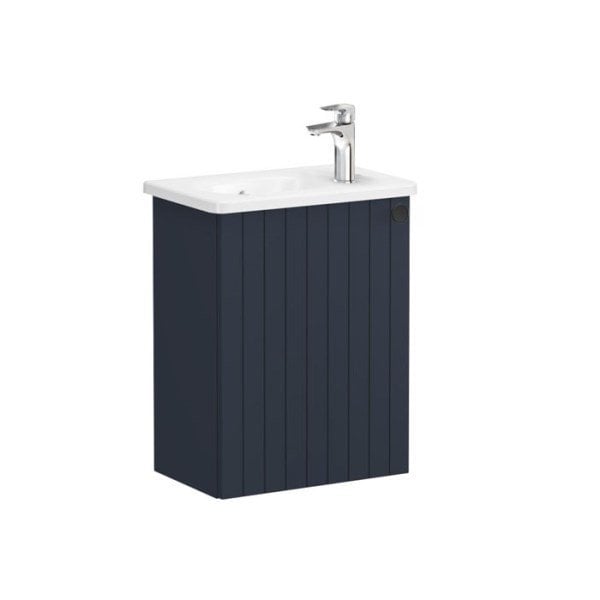 Vitra Root Groove 69196 Lavabo Dolabı, Kapaklı, 45 Cm, Kompakt, Mat Lacivert, Yuvarlak Lavabolu, Sol