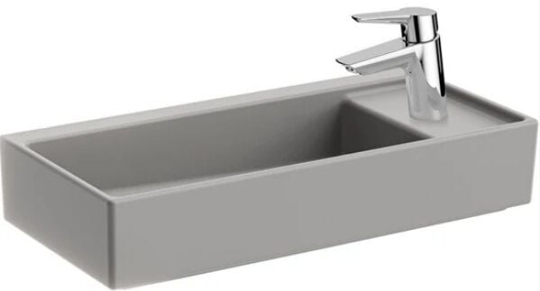 Vitra 7406B076-0294 ArchiPlan Dar Lavabo Sağ Armatür Delikli 60 Cm M.Taş Gri