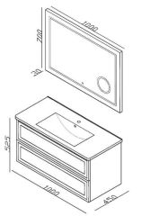 Lineart Soho 100cm Lavabo Dolabı + Ledli Ayna Siyah Lavabolu