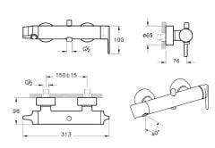 Vitra A4281839 Suit Banyo Bataryası Parlak Siyah