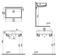 Vitra 7404B076-0012 ArchiPlan Dar Lavabo 60 Cm Mat Taş Gri