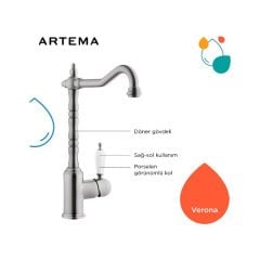 Artema A4215406 Verona Eviye Bataryası - Saten Krom
