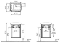 Vitra 60779 Sento Lavabo Dolabı(Sol) 50 Cm Kapaklı Mat Beyaz