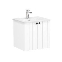 Vitra Root Groove 69268 Lavabo Dolabı, Kapaklı, 60 Cm, Mat Beyaz, Yuvarlak Lavabolu