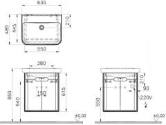 Vitra 65982 Sento Lavabo Dolabı 65 Cm Kapaklı Mat Açık Gri