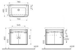 Vitra 65871 Sento Lavabo Dolabı 80 Cm Kapaklı Mat Fiyord Yeşili