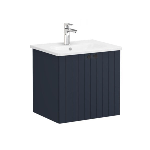 Vitra Root Groove 69273 Lavabo Dolabı, Kapaklı, 60 Cm, Mat Lacivert, Yuvarlak Lavabolu