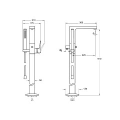 Artema Root Square A4276036 Küvet Bataryası (Yerden – El Duşlu) Mat Siyah