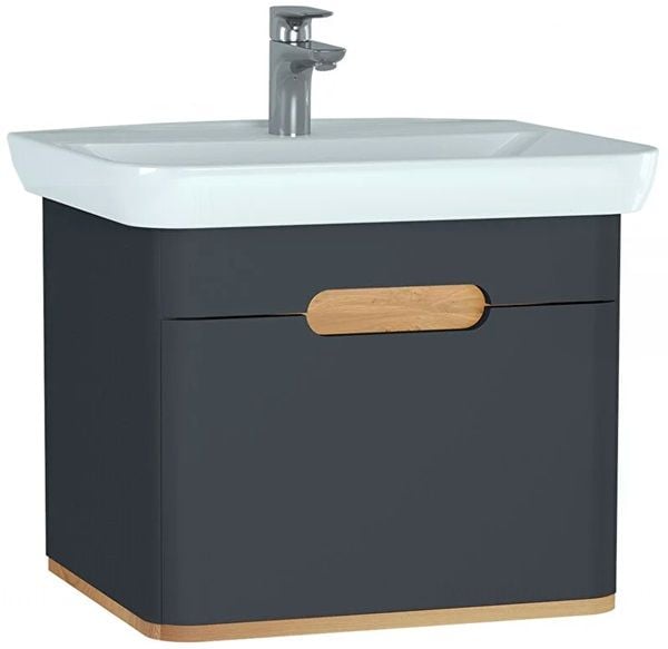 Vitra 60818 Sento Lavabo Dolabı 65 Cm Tek Çekmeceli Mat Antrasit