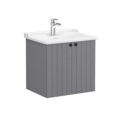 Vitra Root Groove 69277 Lavabo Dolabı, Kapaklı, 60 Cm, Mat Açık Gri, Klasik Lavabolu