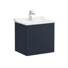 Vitra Root Groove 69280 Lavabo Dolabı, Kapaklı, 60 Cm, Mat Lacivert, Klasik Lavabolu