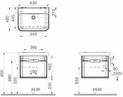 Vitra 65985 Sento Lavabo Dolabı 65 Cm Tek Çekmeceli Mat Açık Gri