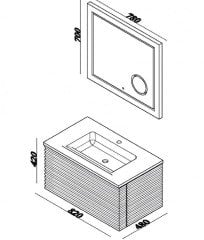 Lineart Fuga 80 cm Banyo Dolabı + Ledli Ayna