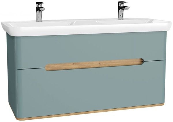 Vitra 65879 Sento Lavabo Dolabı 130 Cm Çift Çekmece,Çift Hazne M.Fiyord Yeşil