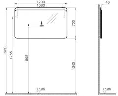 Vitra 61193 Sento Aydınlatmalı Ayna 120 Cm Açık Meşe