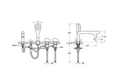 VitrA A41813 İstanbul Küvet Bataryası (5 delikli) Krom