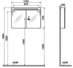 Vitra 61681 Sento Aydınlatmalı Dolaplı Ayna 100 Cm Mat Beyaz