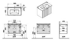 Vitra Root Groove 69301 Lavabo Dolabı, Kapaklı, 80 Cm, Mat Lacivert, Klasik Lavabolu