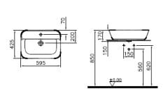 VitrA GeoTezgah Çanak Lavabo 60 cm Mat Beyaz 7426B001-0001