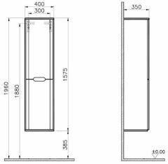 Vitra 65892 Sento Boy Dolabı 40 Cm Çamaşır Sepetli M.Fiyord Yeşil(Sol)