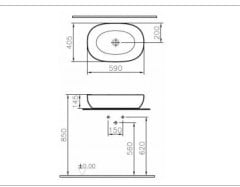 Vitra Outline 5995b476-0016 Tezgahüstü Lavabo 60 Cm Mat Taş Gri