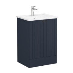 Vitra Root Groove 69329 Lavabo Dolabı, Kapaklı, 60 Cm,Yerden, Mat Lacivert, Köşeli Lavabolu