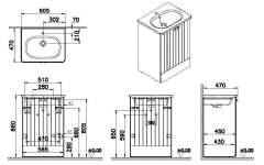 Vitra Root Groove 69336 Lavabo Dolabı, Kapaklı, 60 Cm,Yerden, Mat Lacivert, Yuvarlak Lavabolu