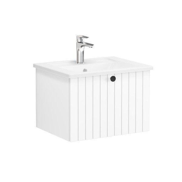 Vitra Root Groove 69345 Lavabo Dolabı, Tek Çekmeceli, 60 Cm, Mat Beyaz, Köşeli Lavabolu