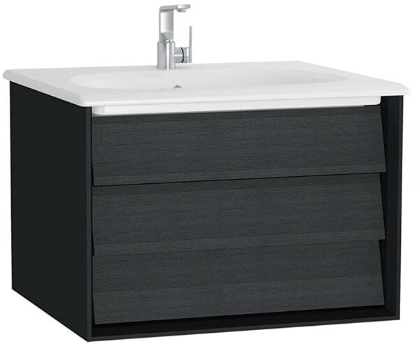 Vitra 61217 Frame Lavabo Dolabı, 60 cm, Tek Çekmeceli, Etajerli Lavabolu, Mat Siyah