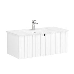 Vitra Root Groove 69387 Lavabo Dolabı, Tek Çekmeceli, 100 Cm, Mat Beyaz, Köşeli Lavabolu