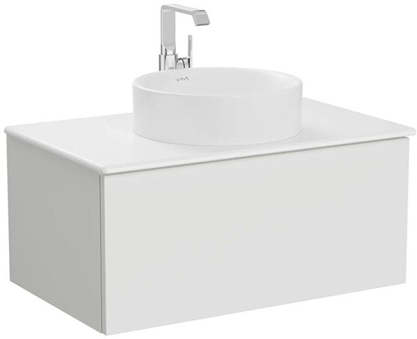 Vitra Metropole Pure 67216 Lavabo Dolabı 80cm, Seramik Tezgahlı,Çanak Lavabolu,M.Açık Gri