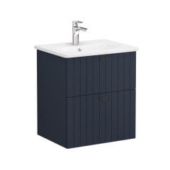 Vitra Root Groove 69420 Lavabo Dolabı, İki Çekmeceli, 60 Cm, Mat Lacivert, Yuvarlak Lavabolu