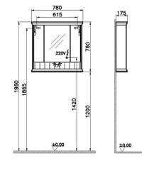 Vitra 62233 Valarte Aydınlatmalı Dolaplı Ayna 80 Cm Mat Fildişi