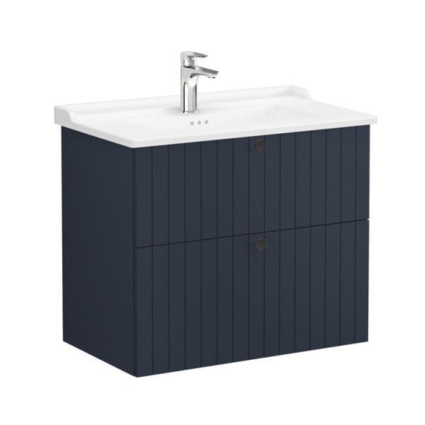 Vitra Root Groove 69448 Lavabo Dolabı, İki Çekmeceli, 80 Cm, Mat Lacivert, Klasik Lavabolu