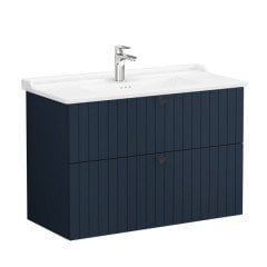 Vitra Root Groove 69469 Lavabo Dolabı, İki Çekmeceli, 100 Cm, Mat Lacivert, Klasik Lavabolu