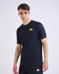 Kappa Kombat Crew Neck Tee Erkek Siyah-Açık Yeşil Regular Fit Tişört  341F1EW-A03